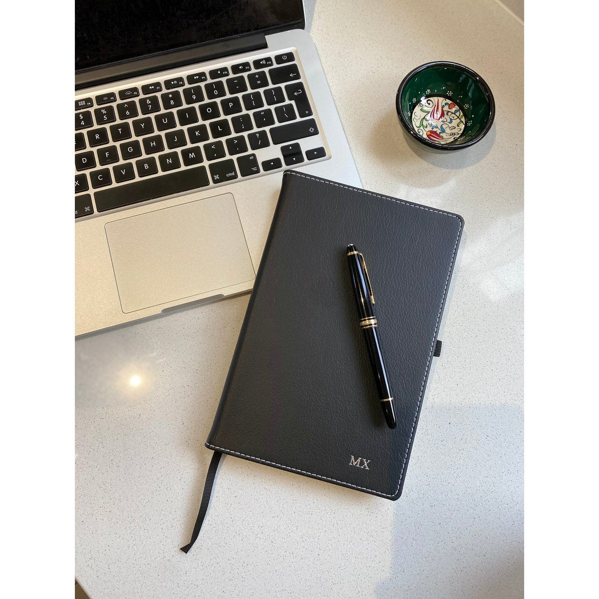 Amorail Premium Leather Journal – White Stitch Detail, Refillable Notebook - Image 3