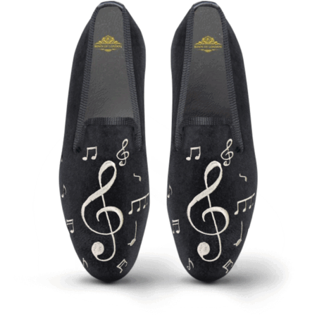 Amorail Men’s Velvet Loafers – Musical Notes Slip-On Shoes