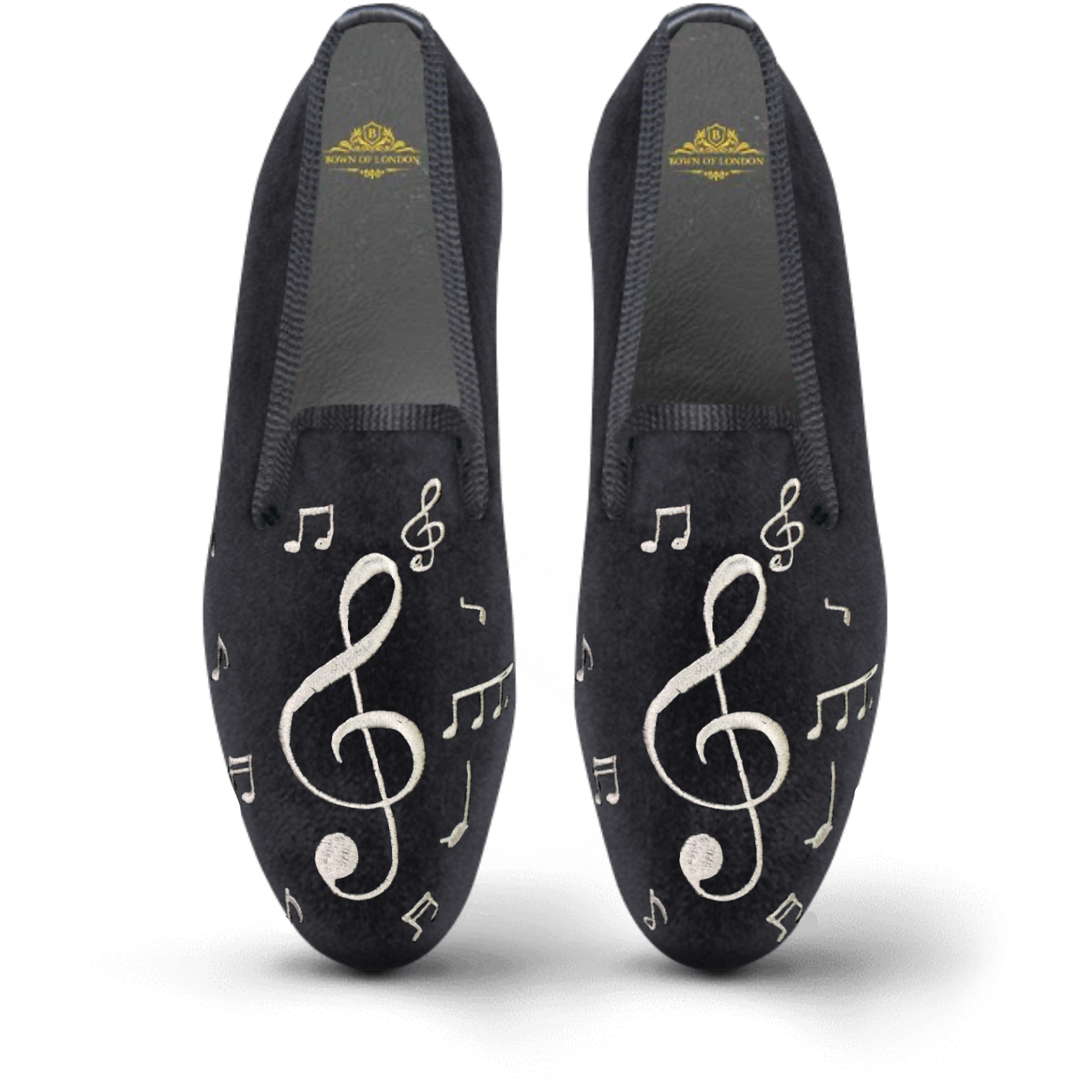 Amorail Men’s Velvet Loafers – Musical Notes Slip-On Shoes