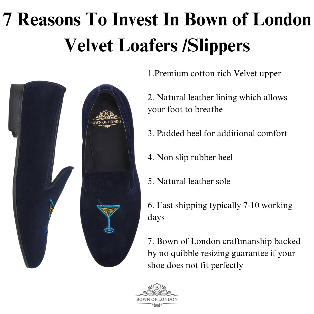 Amorail Men’s Velvet Loafers – Plain Navy Slip-On Shoes - Image 5