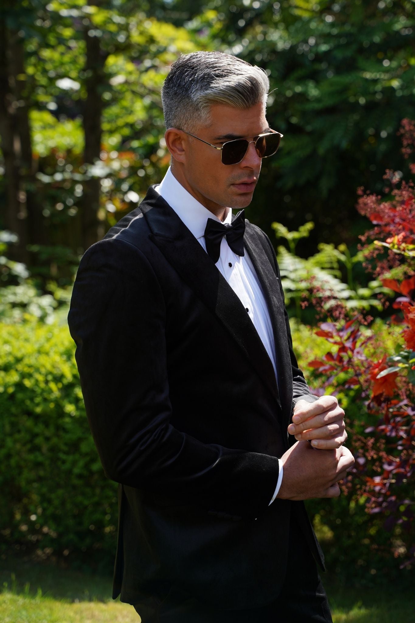 Amorail Men’s Velvet Blazer – Tailored Single-Breasted Black Jacket - Image 3