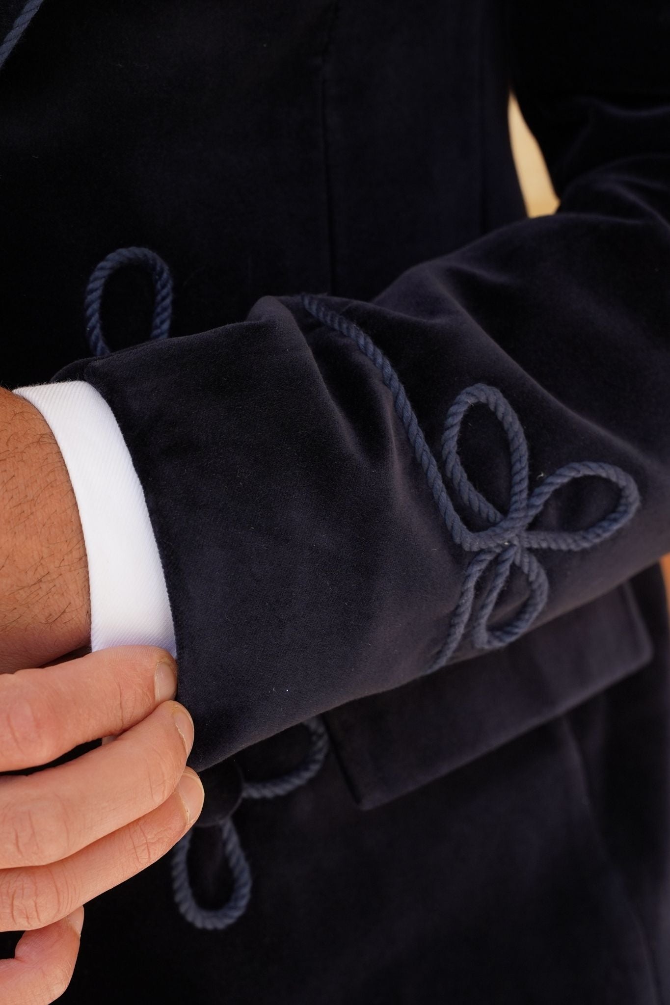 Amorail Men’s Double-Breasted Velvet Smoking Jacket – Tailored Navy Blazer - Image 3