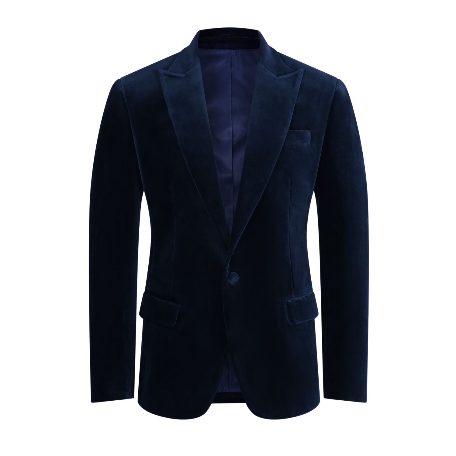 Amorail Men’s Velvet Blazer – Tailored Single-Breasted Navy Jacket