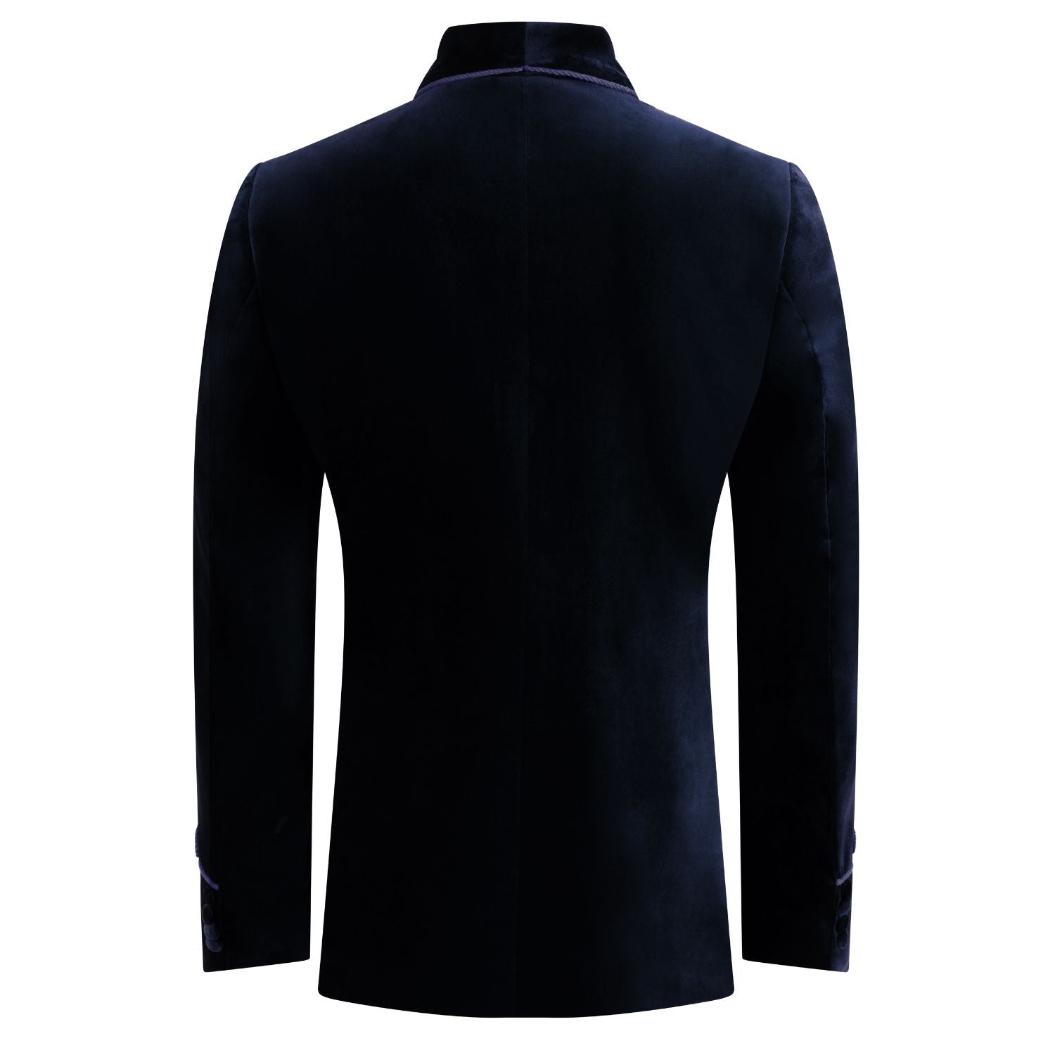 Amorail Men’s Double-Breasted Velvet Smoking Jacket – Tailored Navy Blazer - Image 4