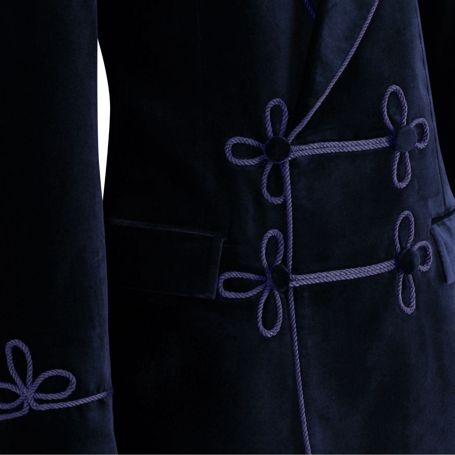 Amorail Men’s Double-Breasted Velvet Smoking Jacket – Tailored Navy Blazer - Image 5