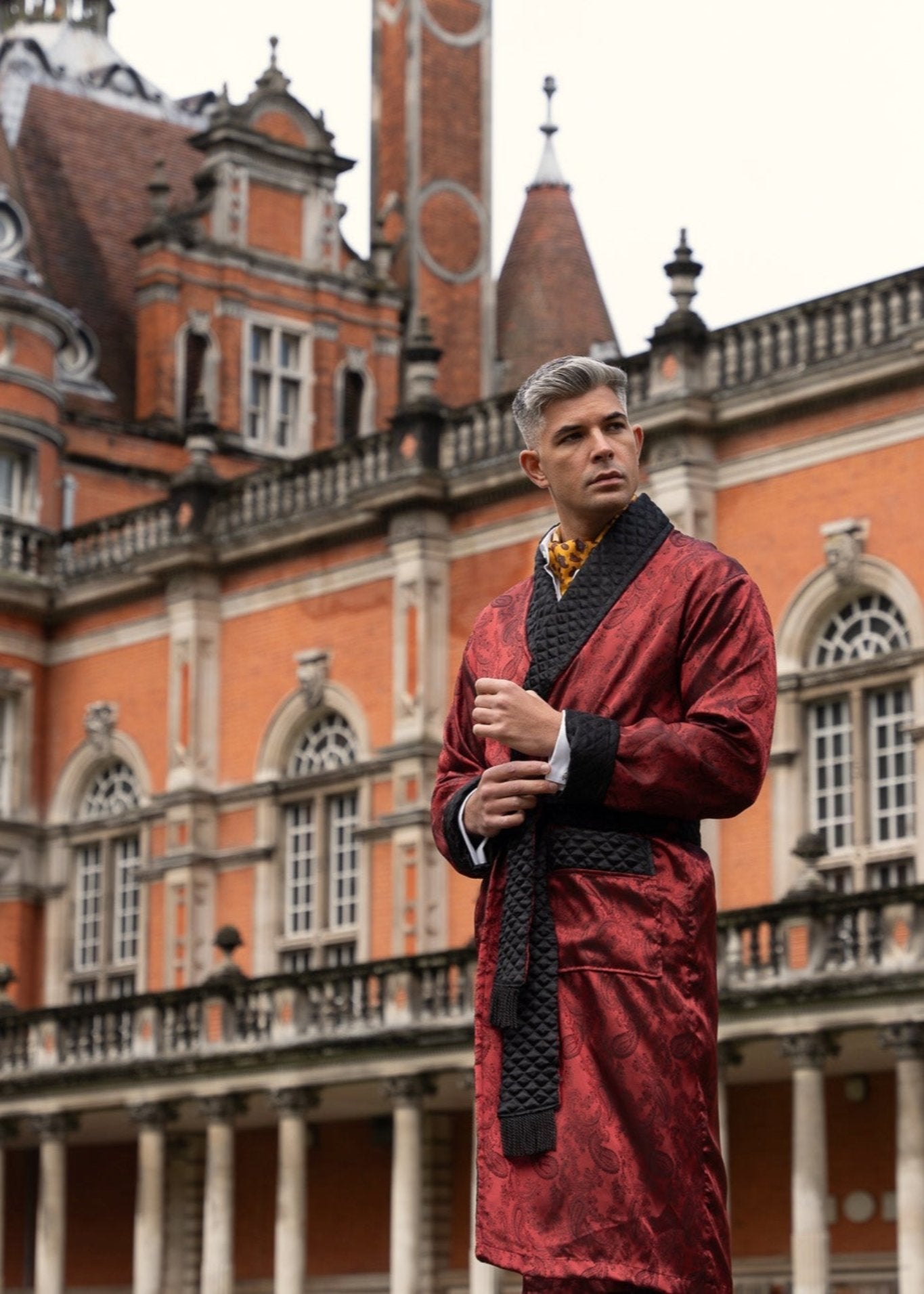 Amorail Men’s Long Smoking Jacket – Gable Formal Blazer - Image 3