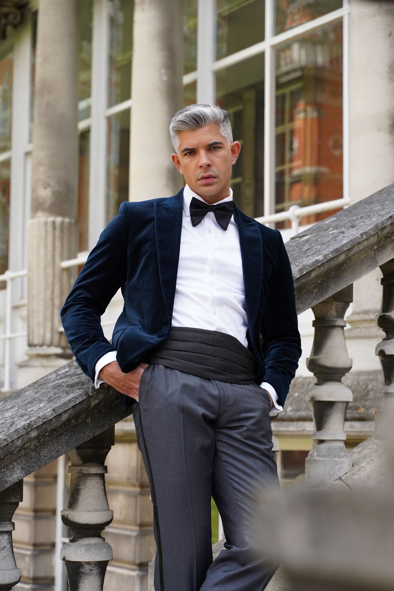 Amorail Men’s Velvet Blazer – Tailored Single-Breasted Navy Jacket - Image 2