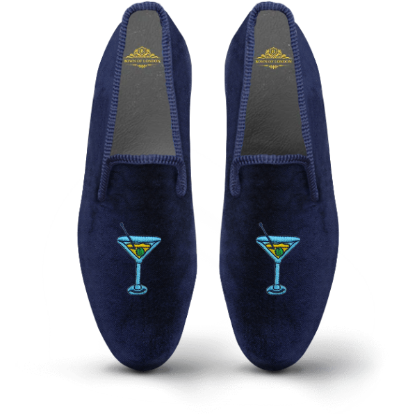 Amorail Men’s Velvet Loafers – Martini Time Slip-On Shoes