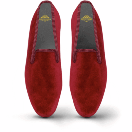 Amorail Men’s Velvet Loafers – Plain Maroon Slip-On Shoes