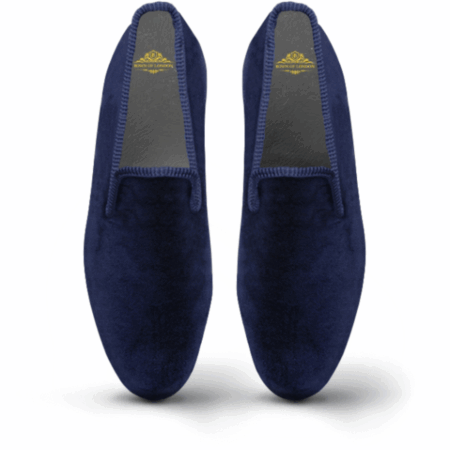 Amorail Men’s Velvet Loafers – Plain Navy Slip-On Shoes